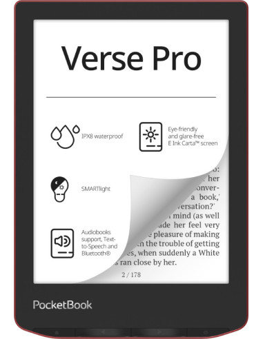 PocketBook Verse Pro lectore de e-book Pantalla táctil 16 GB Wifi Negro, Rojo