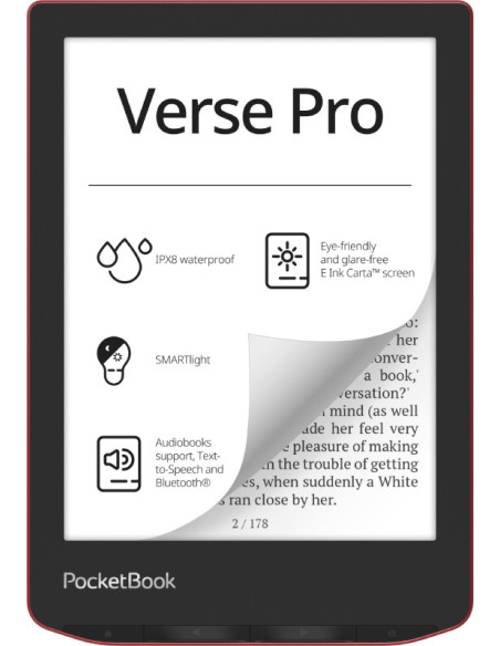 PocketBook Verse Pro lectore de e-book Pantalla táctil 16 GB Wifi Negro, Rojo