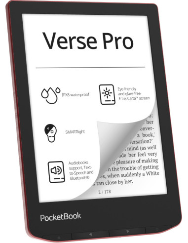 PocketBook Verse Pro lectore de e-book Pantalla táctil 16 GB Wifi Negro, Rojo