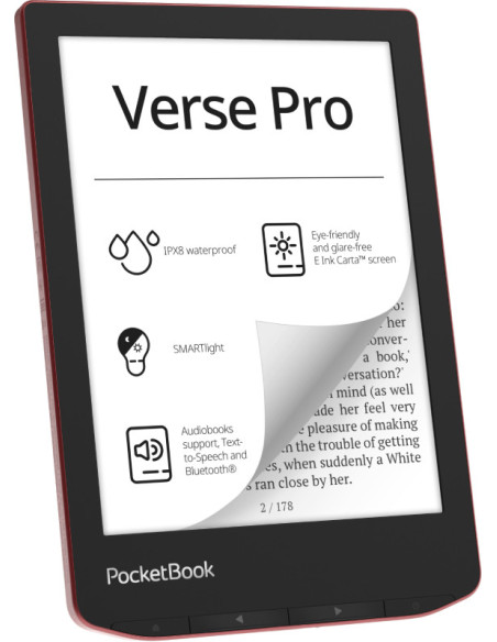 PocketBook Verse Pro lectore de e-book Pantalla táctil 16 GB Wifi Negro, Rojo