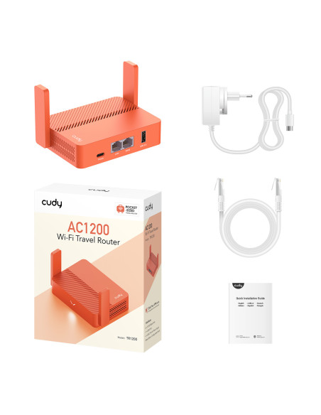 Cudy AC1200 router inalámbrico Ethernet rápido Naranja