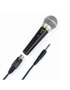 Hama | Micrófono dinámico con una conexión de 6,3mm y un cabe de 3m, Color negro