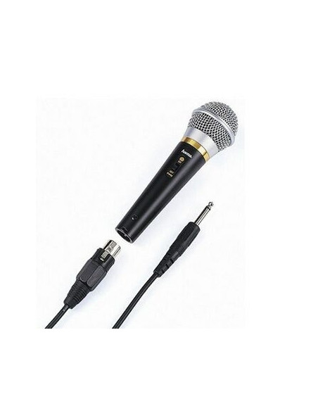 Hama | Micrófono dinámico con una conexión de 6,3mm y un cabe de 3m, Color negro