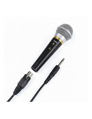 Hama | Micrófono dinámico con una conexión de 6,3mm y un cabe de 3m, Color negro
