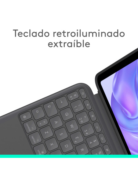 Logitech Combo Touch, Funda con Teclado, iPad Pro 11 Pulgadas (M4)(2024) - Teclado retroiluminado extraíble con Soporte