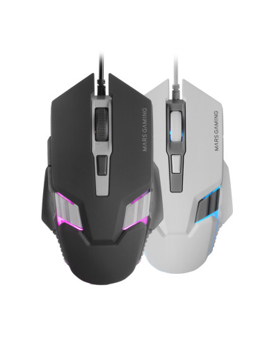 Mars Gaming MM024, Ratón Gaming RGB, Sensor Óptico 4000 DPI, Switches Mecánicos Huano, Iluminación RGB Flow, Ajuste On-the-fly