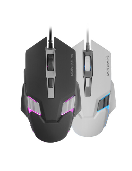 Mars Gaming MM024, Ratón Gaming RGB, Sensor Óptico 4000 DPI, Switches Mecánicos Huano, Iluminación RGB Flow, Ajuste On-the-fly