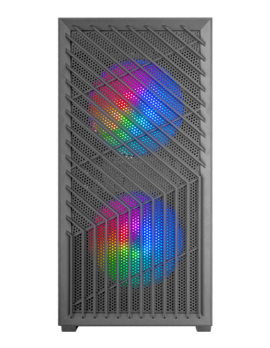 Mars Gaming MC- VORTEX, Caja Gaming MicroATX, Frontal Mesh Geométrico, Ventana Lateral Cristal Templado, 3x Ventiladores FRGB