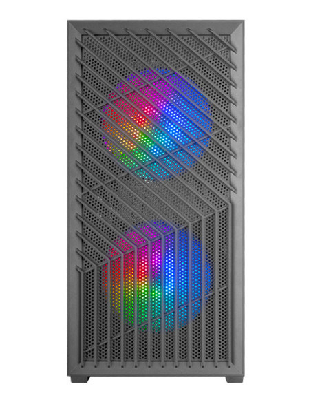 Mars Gaming MC- VORTEX, Caja Gaming MicroATX, Frontal Mesh Geométrico, Ventana Lateral Cristal Templado, 3x Ventiladores FRGB