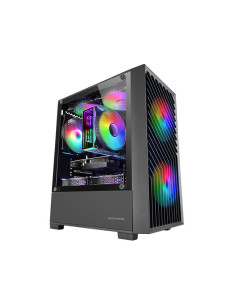 Mars Gaming MC- VORTEX, Caja Gaming MicroATX, Frontal Mesh Geométrico, Ventana Lateral Cristal Templado, 3x Ventiladores FRGB 2