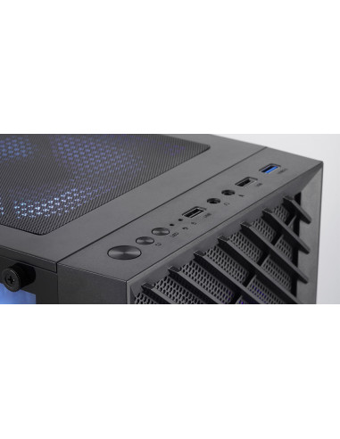 Mars Gaming MC- VORTEX, Caja Gaming MicroATX, Frontal Mesh Geométrico, Ventana Lateral Cristal Templado, 3x Ventiladores FRGB