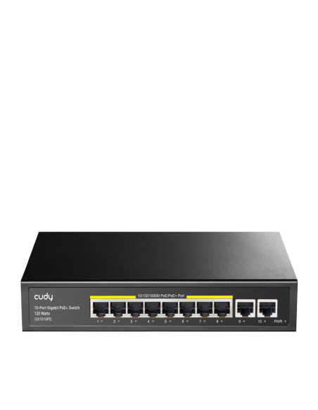 Cudy GS1010PE switch Gigabit Ethernet (10 100 1000) Energía sobre Ethernet (PoE) Negro