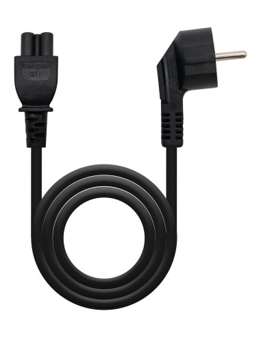 Nanocable Cable de Alimentación Trébol, CEE7 acodado M-C5 H, Negro, 2 m
