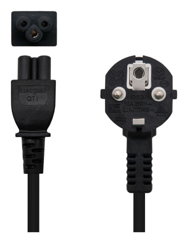 Nanocable Cable de Alimentación Trébol, CEE7 acodado M-C5 H, Negro, 2 m