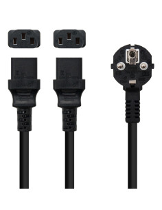 Nanocable Cable de Alimentación CEE7 M a 2xC13 H, Negro, 3 m 2