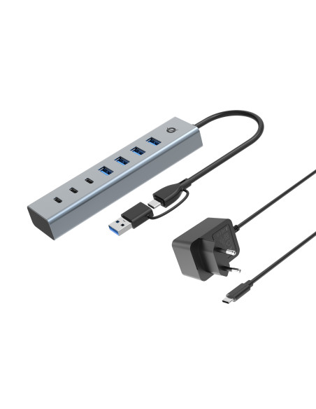 Conceptronic HUBBIES20GP hub de interfaz USB 3.2 Gen 1 (3.1 Gen 1) Type-C 5000 Mbit s Gris