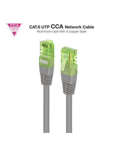 Nanocable Cable de Red Latiguillo RJ45 CAT.6 UTP AWG26 CCA, Gris, 30 cm