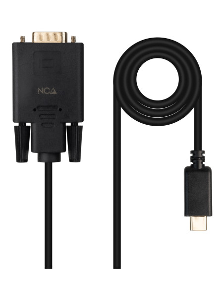 Nanocable Cable Conversor USB-C M a VGA M, 1.8 m, Negro