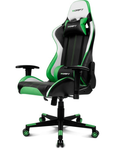 DRIFT DR175 Silla para videojuegos universal Asiento acolchado Negro, Verde, Blanco
