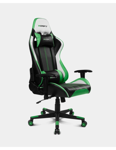 DRIFT DR175 Silla para videojuegos universal Asiento acolchado Negro, Verde, Blanco