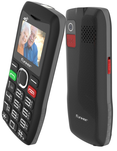 Funker C140 Classic 4G – Teléfono fácil de usar con botón SOS - Negro