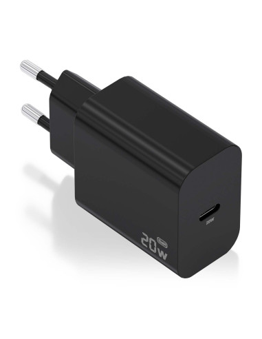 AISENS Cargador GaN 20W, 1xUSB-C PD3.0, Negro