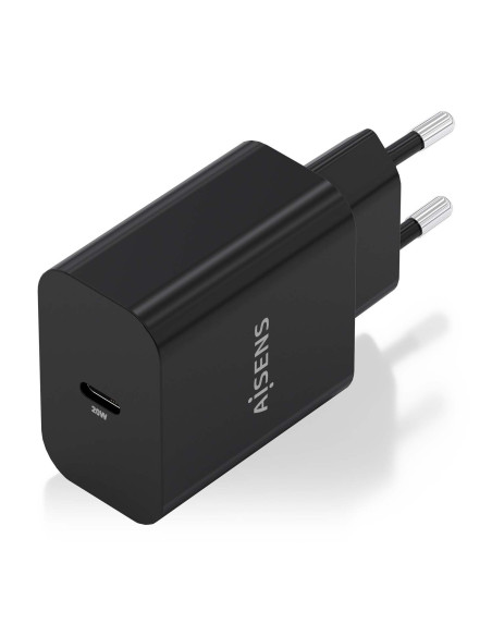 AISENS Cargador GaN 20W, 1xUSB-C PD3.0, Negro