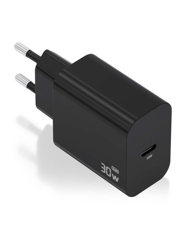 AISENS Cargador GaN 30W, 1xUSB-C PD3.0, Negro