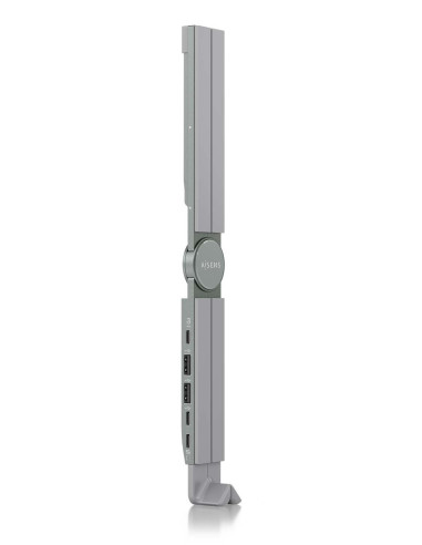 AISENS Soporte de Sobremesa Ajustable Para Portail   Tablet Con USB-C Docking 4 en 1, Gris