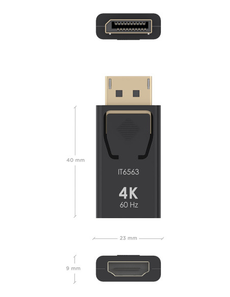AISENS Conversor DisplayPort a HDMI 4K@60HZ, DP M-HDMI H, Negro