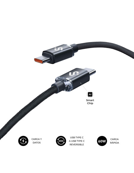 SUBBLIM CABLE OPTIMUS 60W C-C 2m BLACK