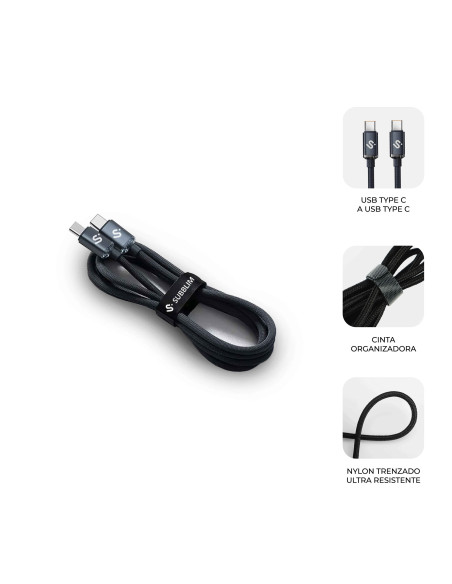 SUBBLIM CABLE OPTIMUS 60W C-C 2m BLACK