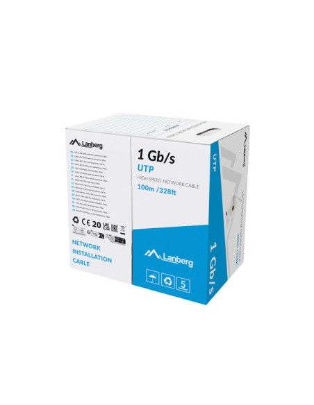 Lanberg LCU6-10CC-0100-S cable de red Gris 100 m U UTP (UTP)
