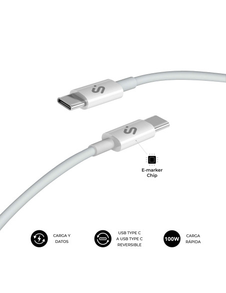 SUBBLIM CABLE PLUS 100W C-C 1m WHITE