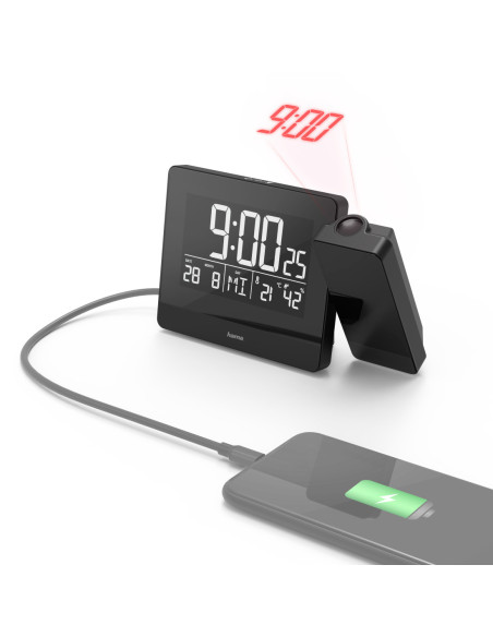 Hama Plus Charge Reloj despertador digital Negro