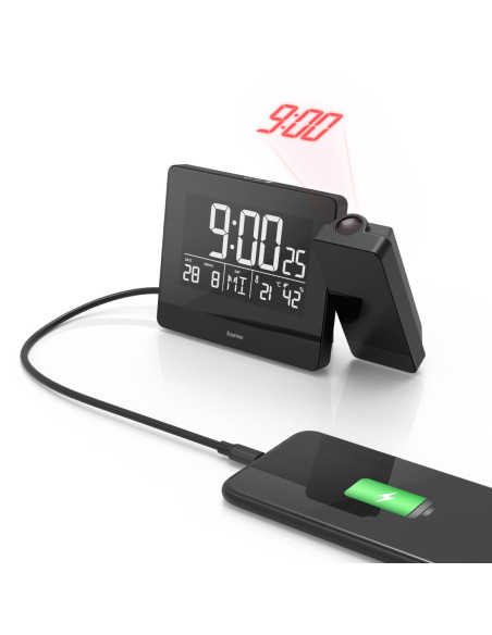 Hama Plus Charge Reloj despertador digital Negro
