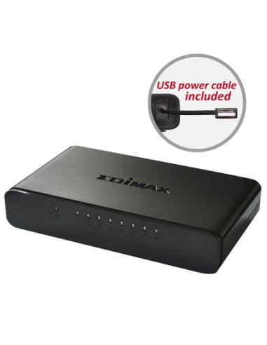 Edimax ES-3308P V2 switch Gestionado Fast Ethernet (10/100) Negro