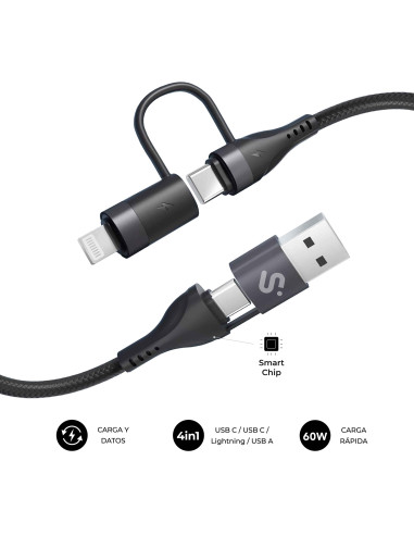 SUBBLIM CABLE TOP 4IN1 60W C-C-L-A 1m