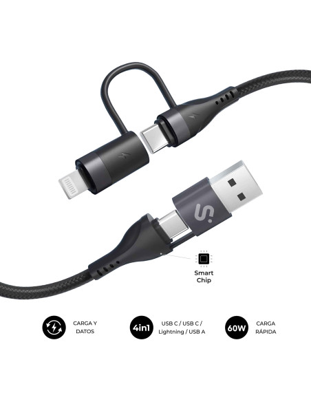 SUBBLIM CABLE TOP 4IN1 60W C-C-L-A 1m