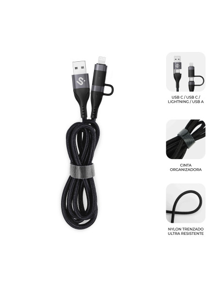 SUBBLIM CABLE TOP 4IN1 60W C-C-L-A 1m
