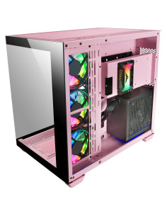Mars Gaming MCV4 Rosa, Torre Gaming Custom XXL E-ATX, Ventana Cristal Templado Lateral y Frontal Sin Marco, Estructura Modular 2