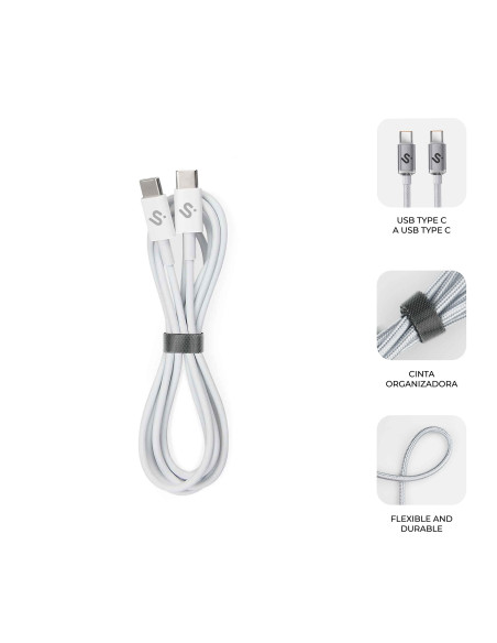 SUBBLIM CABLE PLUS 100W C-C 2m WHITE