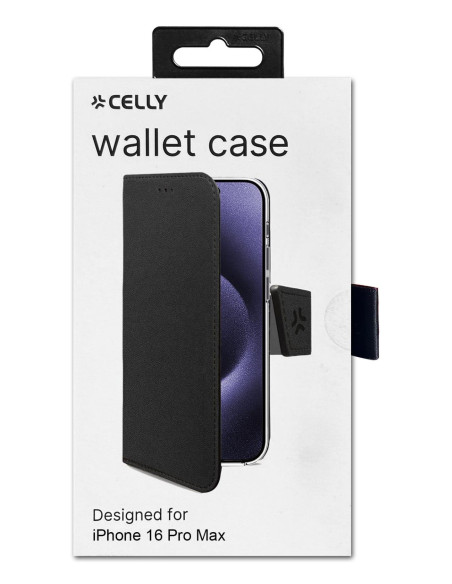Celly WALLY1081 funda para teléfono móvil 17,5 cm (6.9") Funda cartera Negro