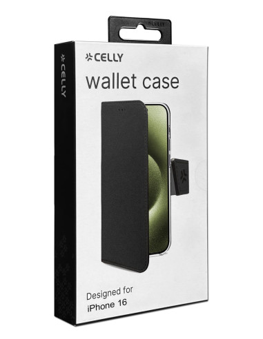Celly WALLY1078 funda para teléfono móvil 15,5 cm (6.1") Funda cartera Negro