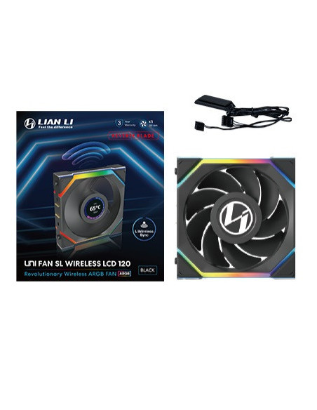 Lian Li UNI FAN SL Wireless LCD 120 Reverse Blade Carcasa del ordenador Ventilador 12 cm Negro 1 pieza(s)