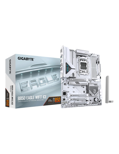 GIGABYTE B850 EAGLE WIFI7 ICE Placa base - Procesadores AMD Ryzen serie 9000, VRM digital de 8+2+2 fases, hasta 8200 MHz DDR5
