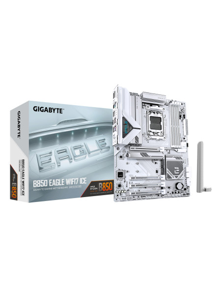 GIGABYTE B850 EAGLE WIFI7 ICE Placa base - Procesadores AMD Ryzen serie 9000, VRM digital de 8+2+2 fases, hasta 8200 MHz DDR5