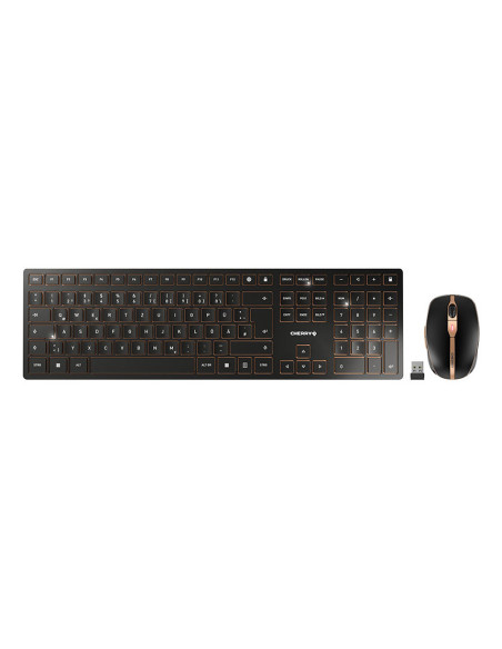 CHERRY DW 9100 SLIM teclado Ratón incluido Universal RF Wireless + Bluetooth QWERTZ Alemán Negro