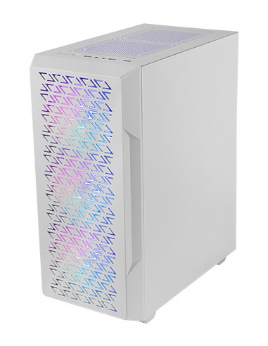 Mars Gaming MC-GEO, Caja Gaming ATX, 4x Ventiladores FRGB Rainbow 12cm, Panel Frontal Mesh Geométrico, Ventana Lateral Cristal