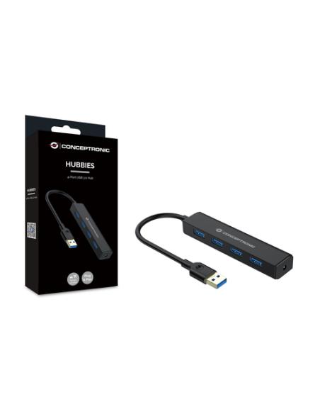 Conceptronic C4PUSB3 hub de interfaz USB 3.2 Gen 1 (3.1 Gen 1) Type-A 5000 Mbit/s Negro